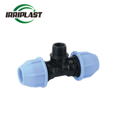high quality Male Thread Compression Tee  and  pp compression fittings Blue irrigation tee